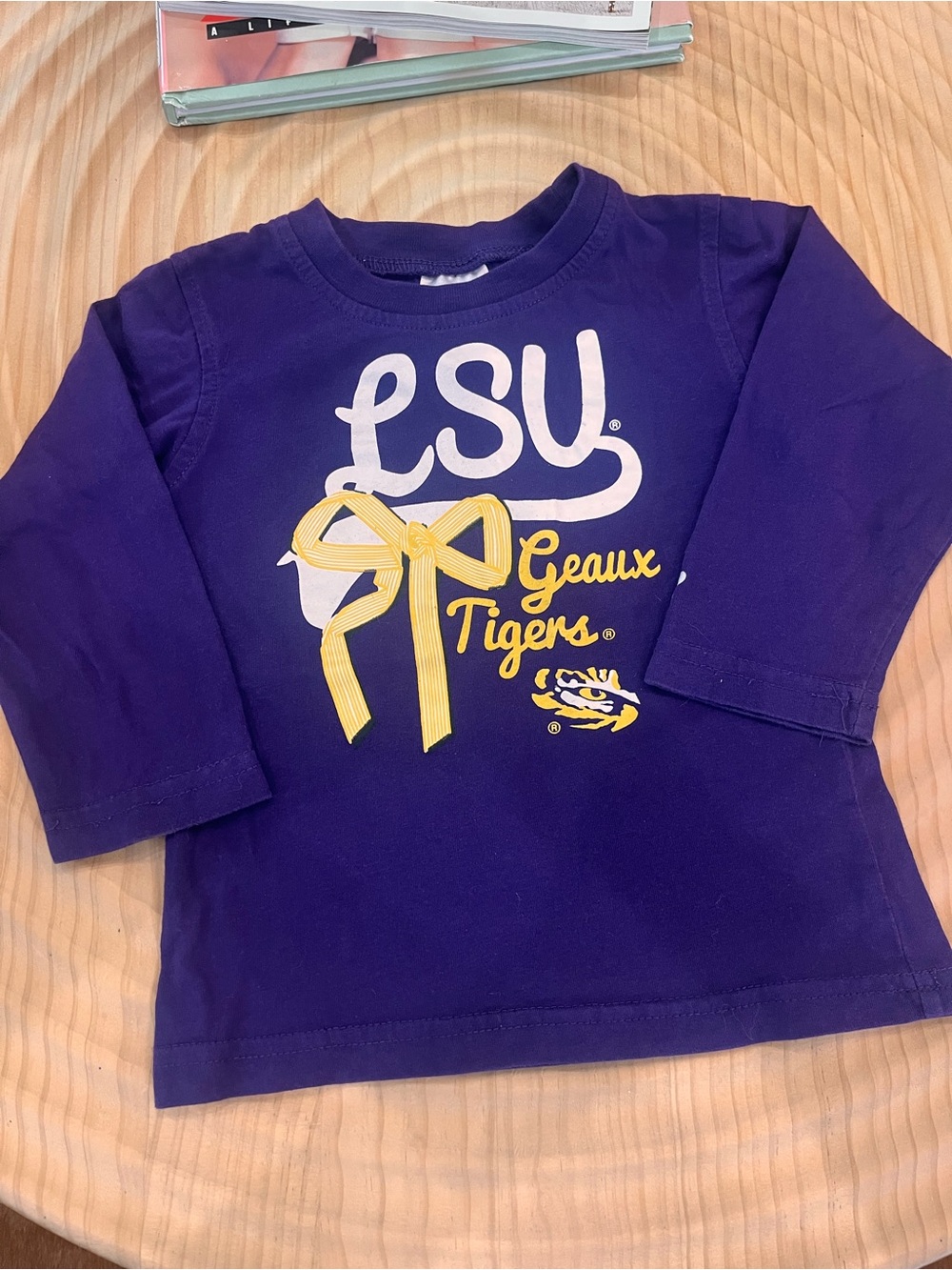 Russell Athletic Purple LSU 'Geaux Tigers' Long Sleeve Tee w/Gold Bow Accent 2T